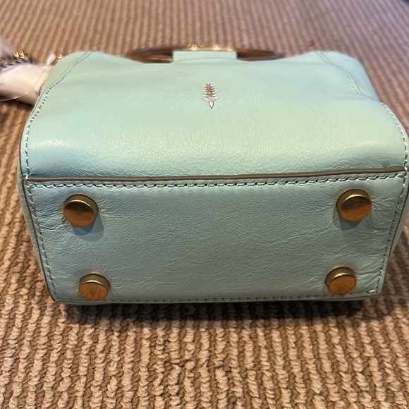 NWT THACKER le bucket mini leather satchel in mint brushed gold - Picture 11 of 14
